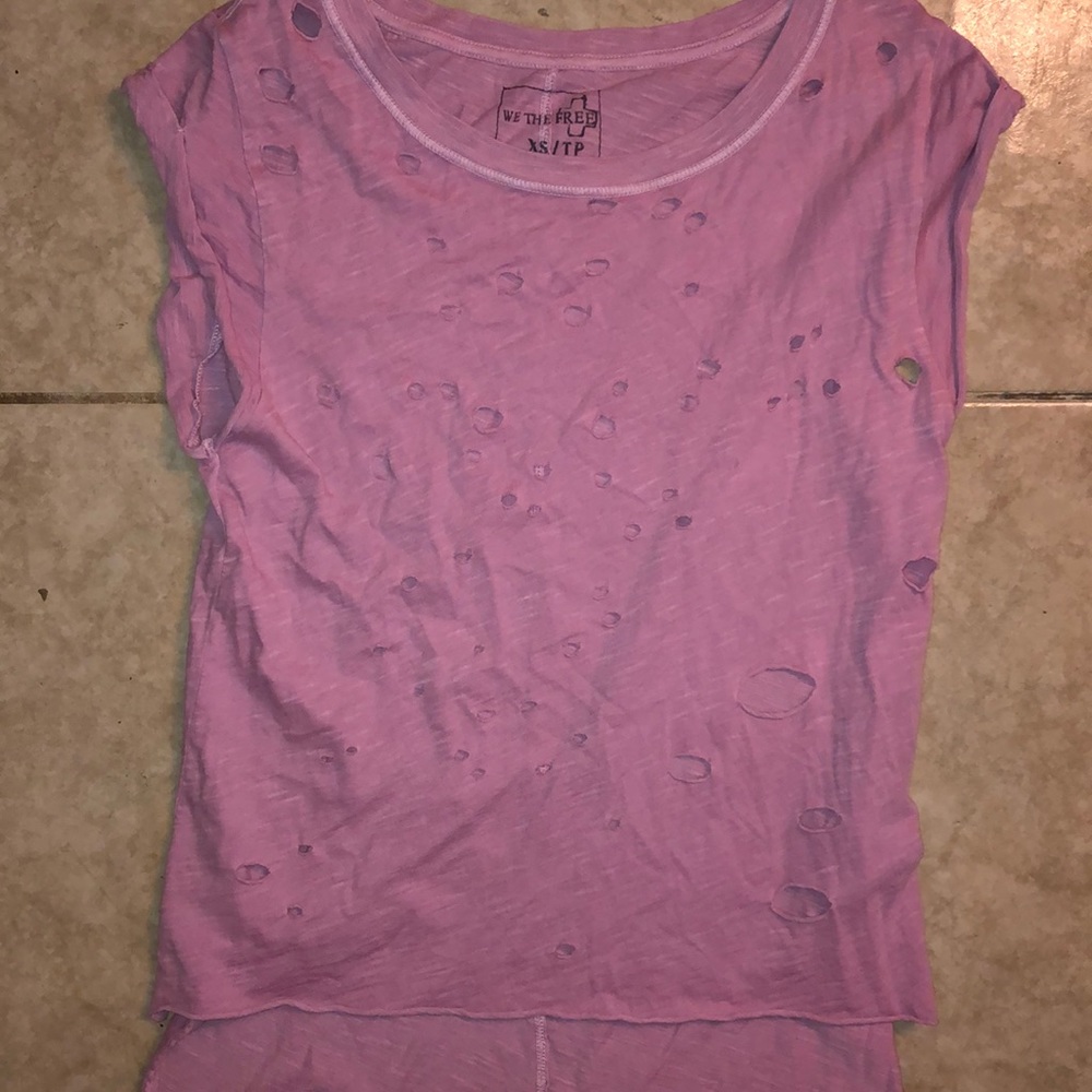 Torn Light Pink Free People Top